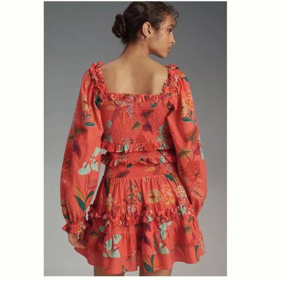 NWT Farm Rio x Anthropologie Smocked Ruffle Mini Dress SIZE M - Picture 3 of 4
